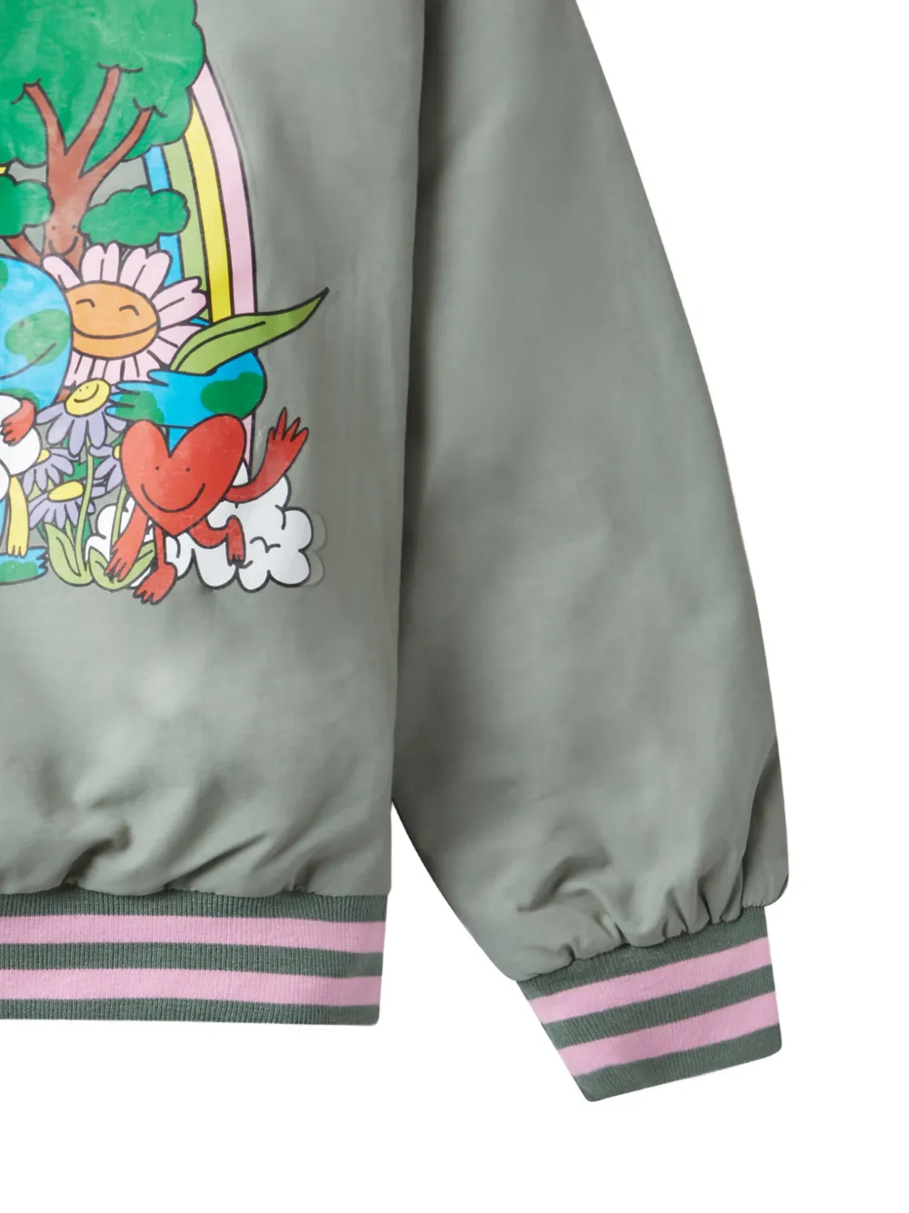 Stella McCartney Kids Earth Friends graphic-print bomber jacket Groen