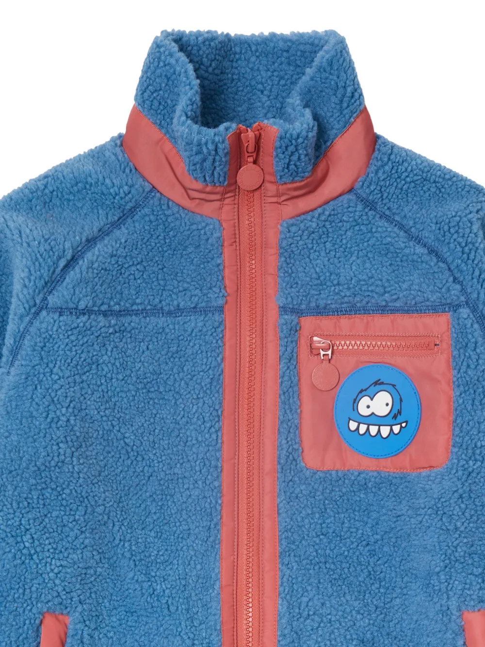 Stella McCartney Kids monster-patch fleece jacket Blauw