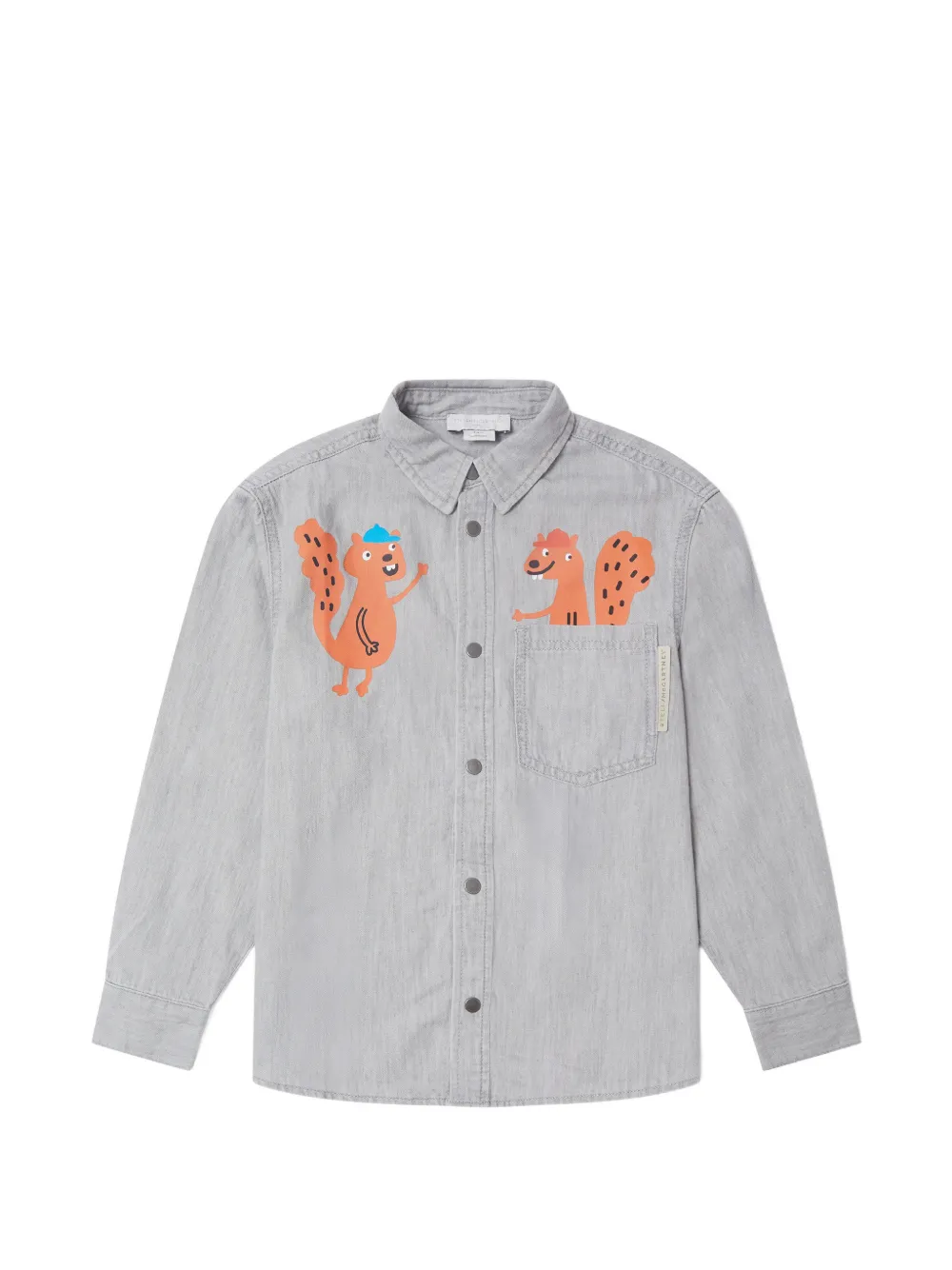 Stella McCartney Kids squirrel-print denim shirt - Grigio
