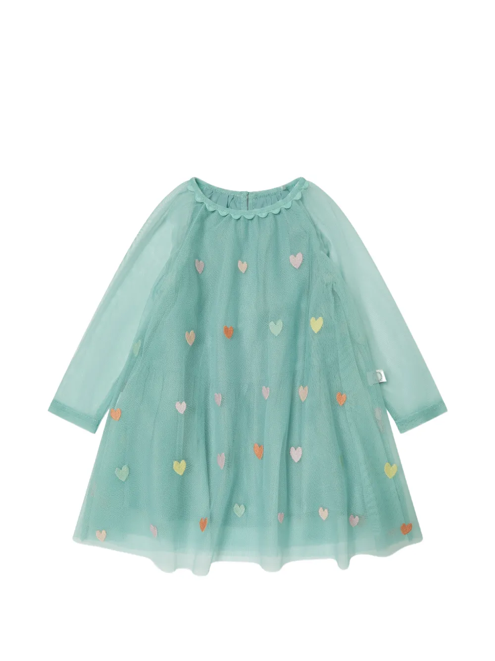Stella McCartney Kids heart-embroidered tulle dress - Verde