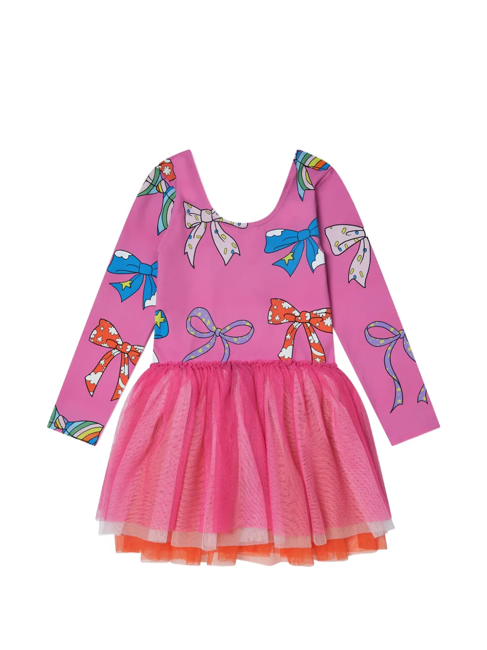 Stella McCartney Kids Jurk met strikprint en vlakken Roze
