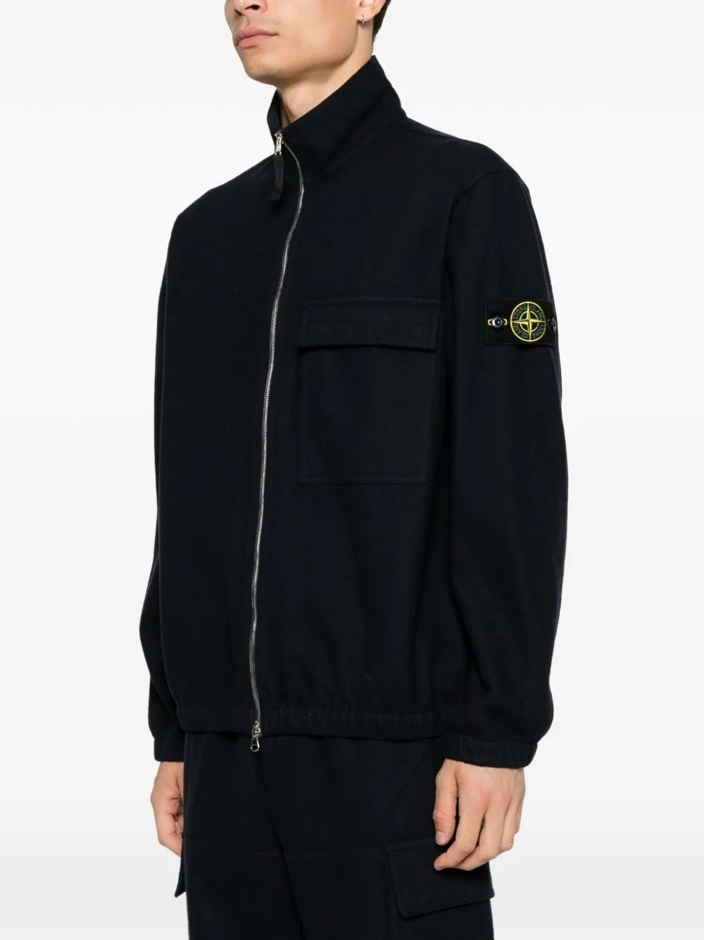 Stone Island Jack met logopatch Blauw