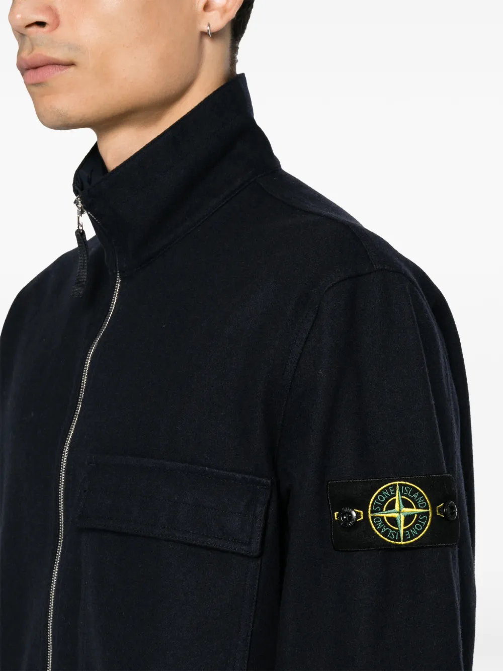 Stone Island Jack met logopatch Blauw