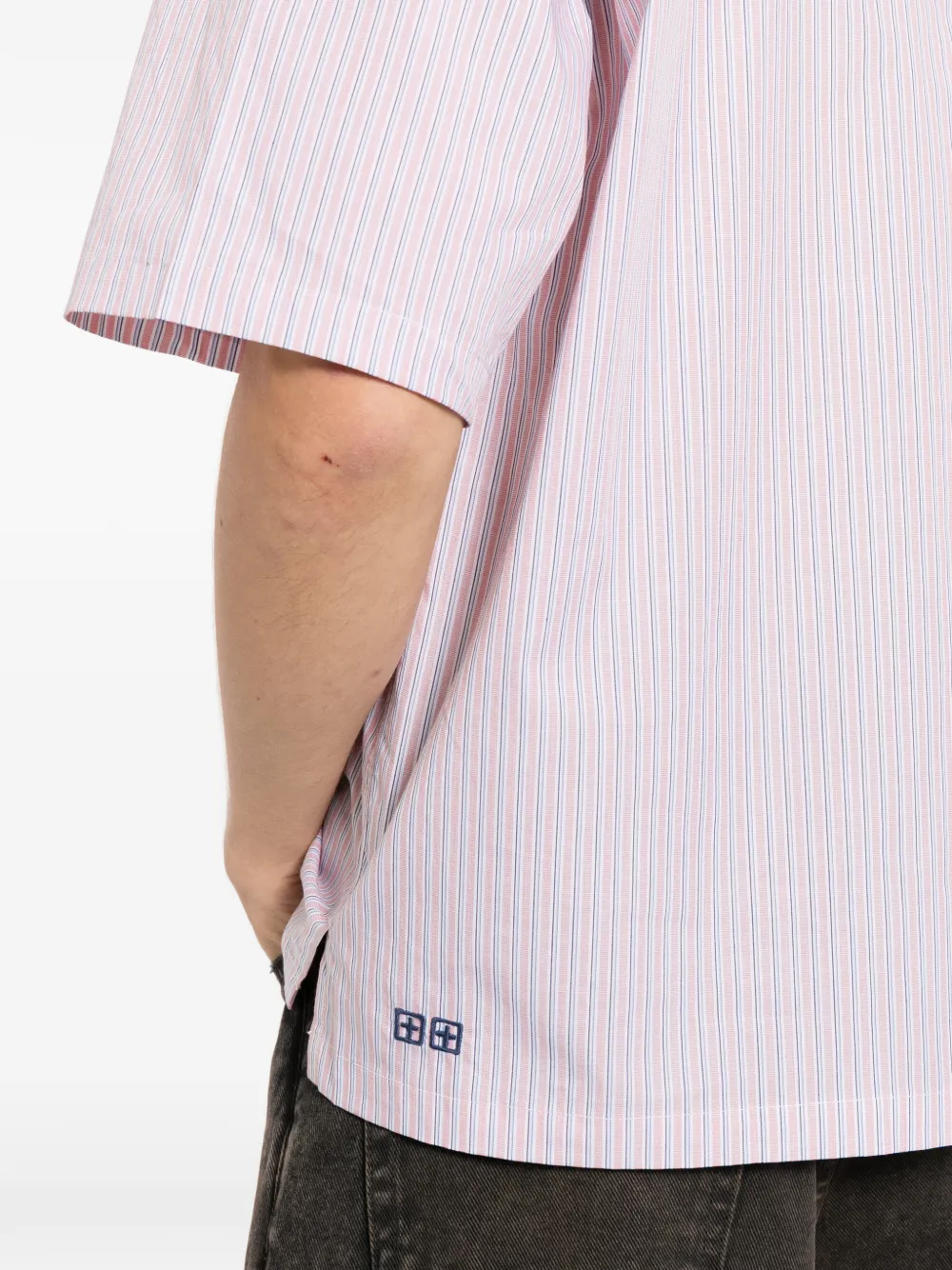 Ksubi vertical-stripe logo-embroidered shirt Roze