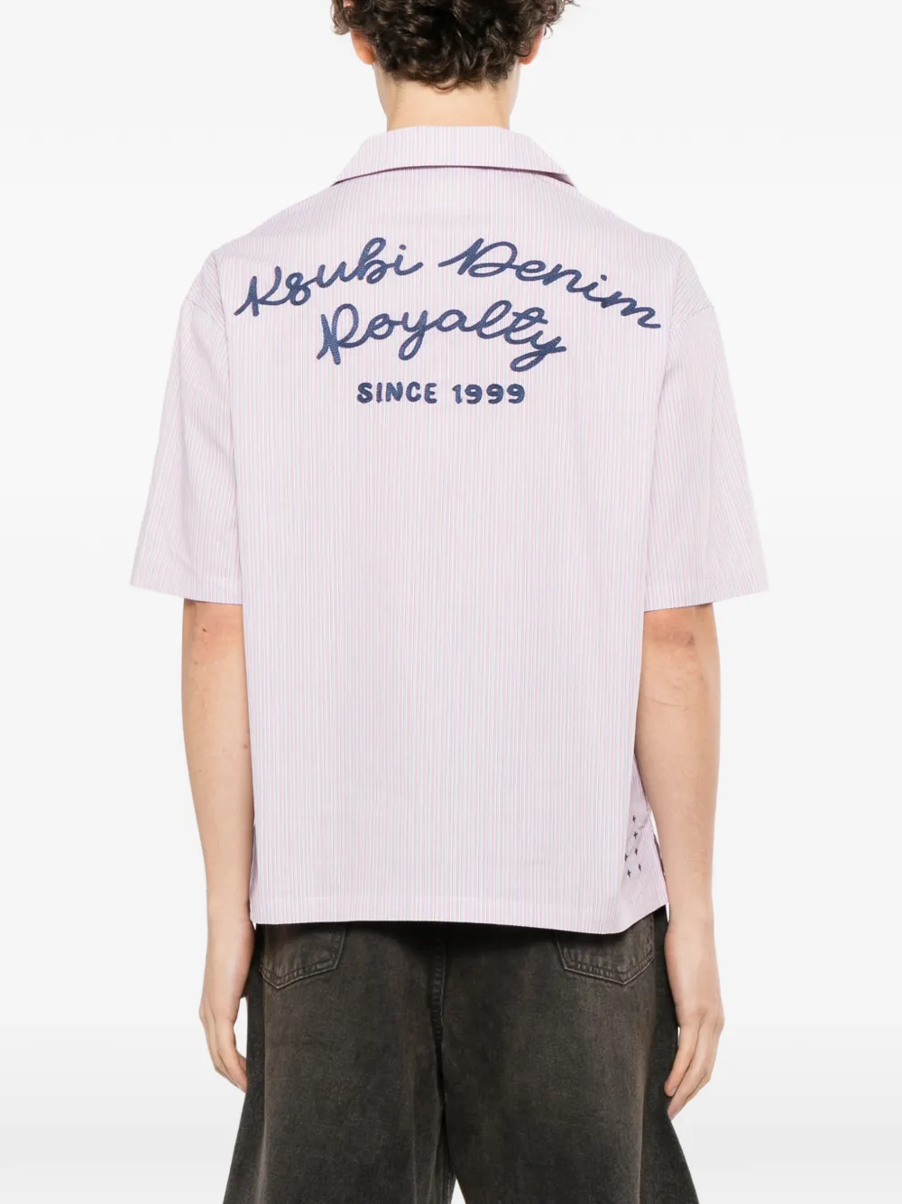 Ksubi vertical-stripe logo-embroidered shirt Roze