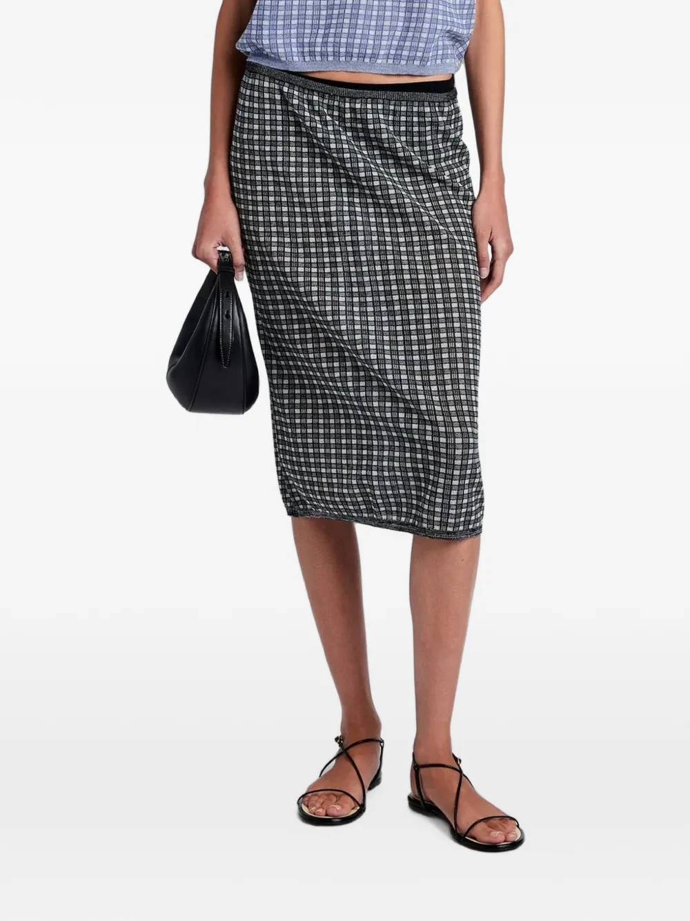 Proenza Schouler White Label Lori plaid knit midi skirt · S