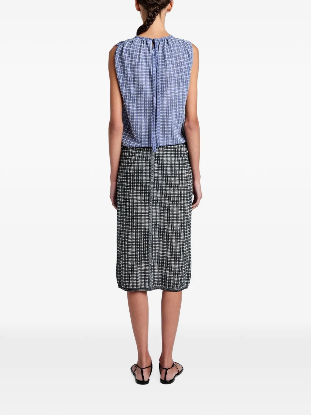 Proenza Schouler White Label Lori geruite gebreide midi-rok Grijs