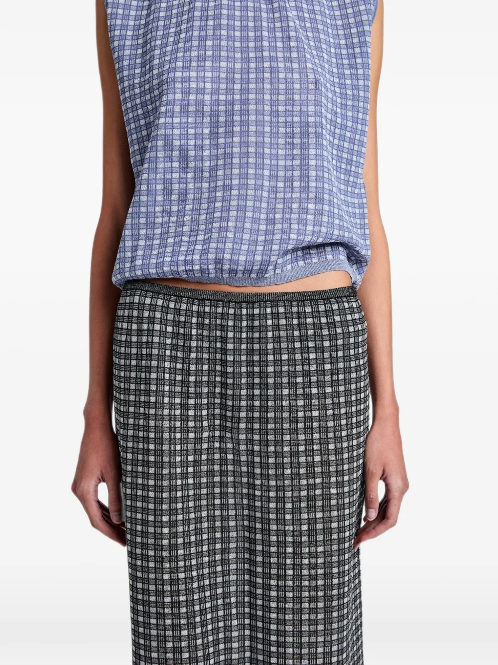 Proenza Schouler White Label Lori geruite gebreide midi-rok Grijs
