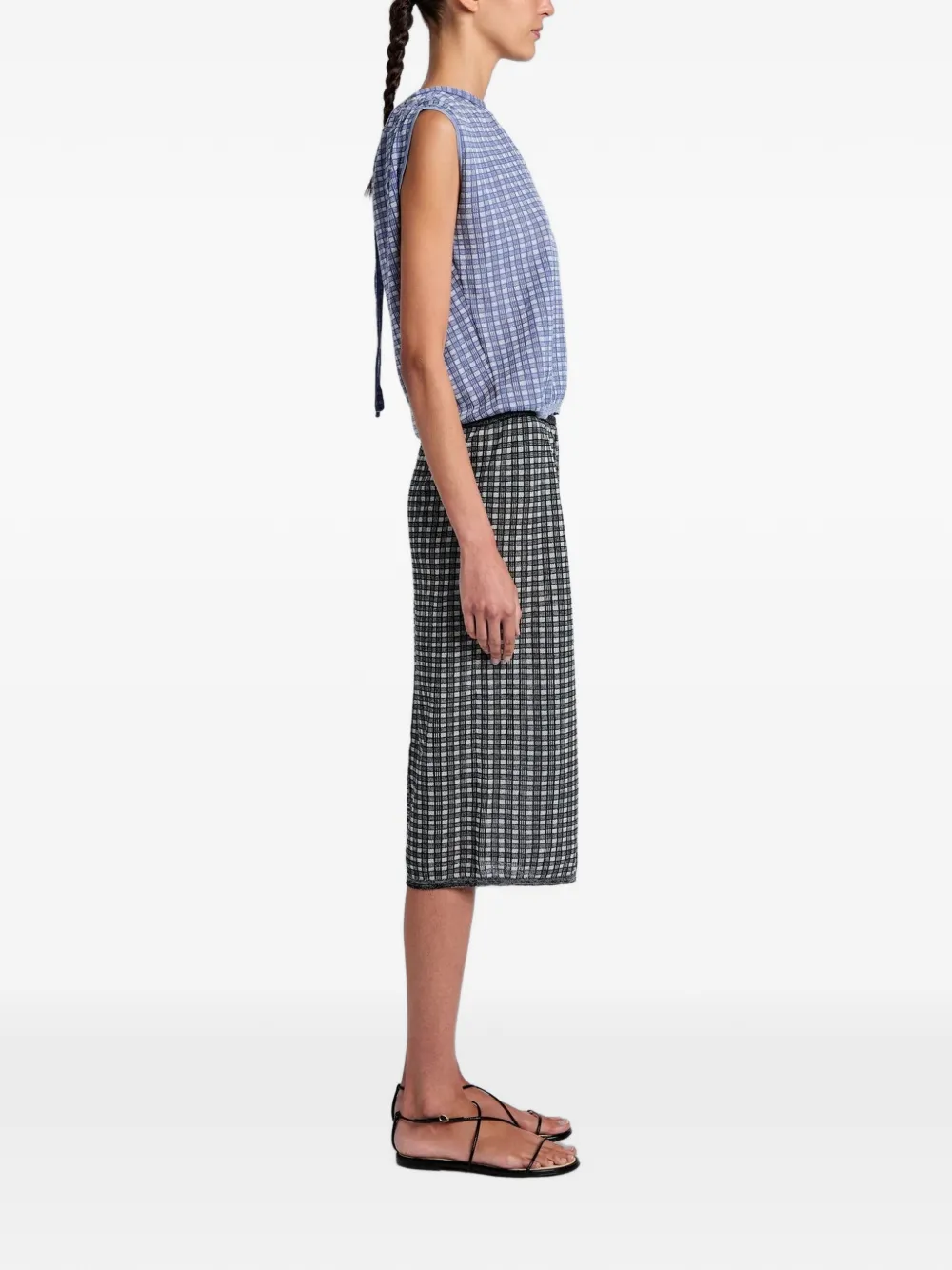 Proenza Schouler White Label Lori geruite gebreide midi-rok Grijs
