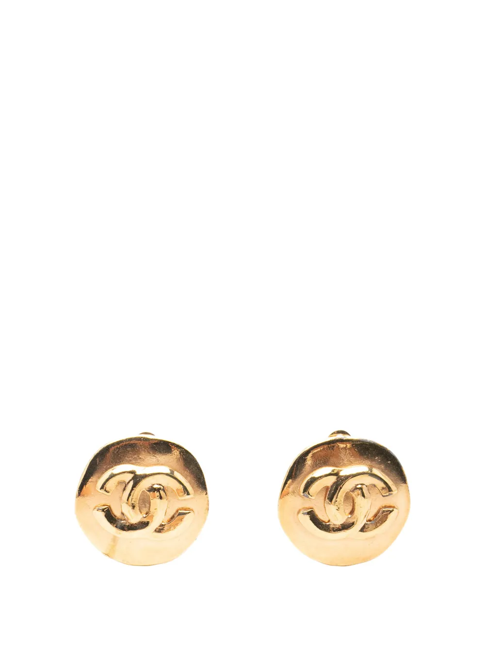 CHANEL Pre-Owned 1996 CC Gold Plated Round Clip On Earrings costume earrings - Oro
