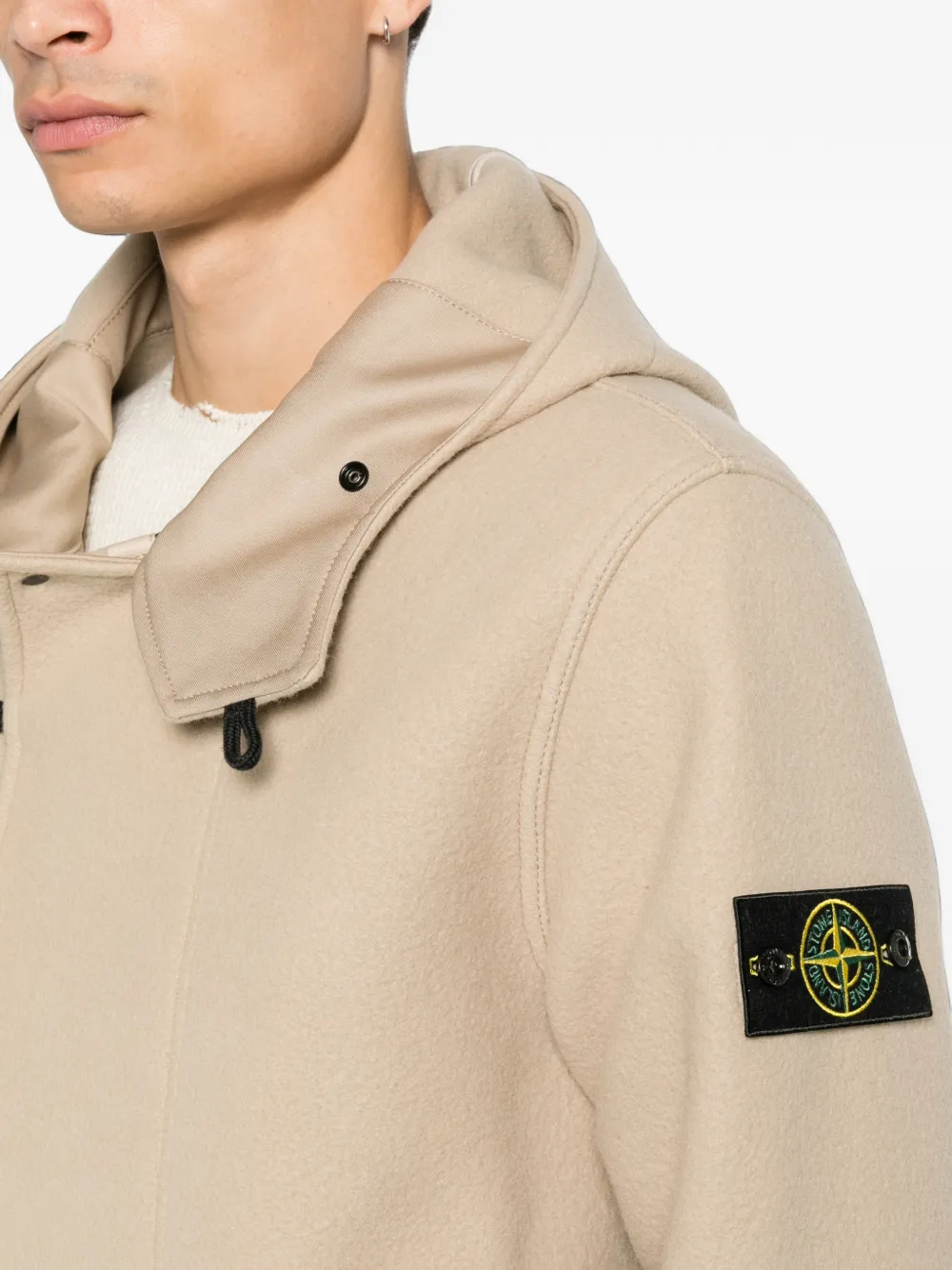 Stone Island Jack met capuchon en houtje-touwtje sluiting Beige