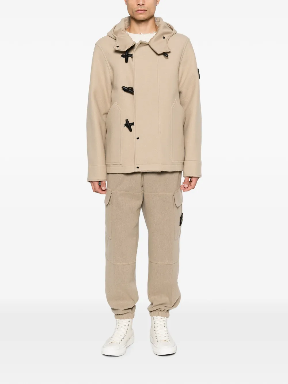 Stone Island Jack met capuchon en houtje-touwtje sluiting Beige