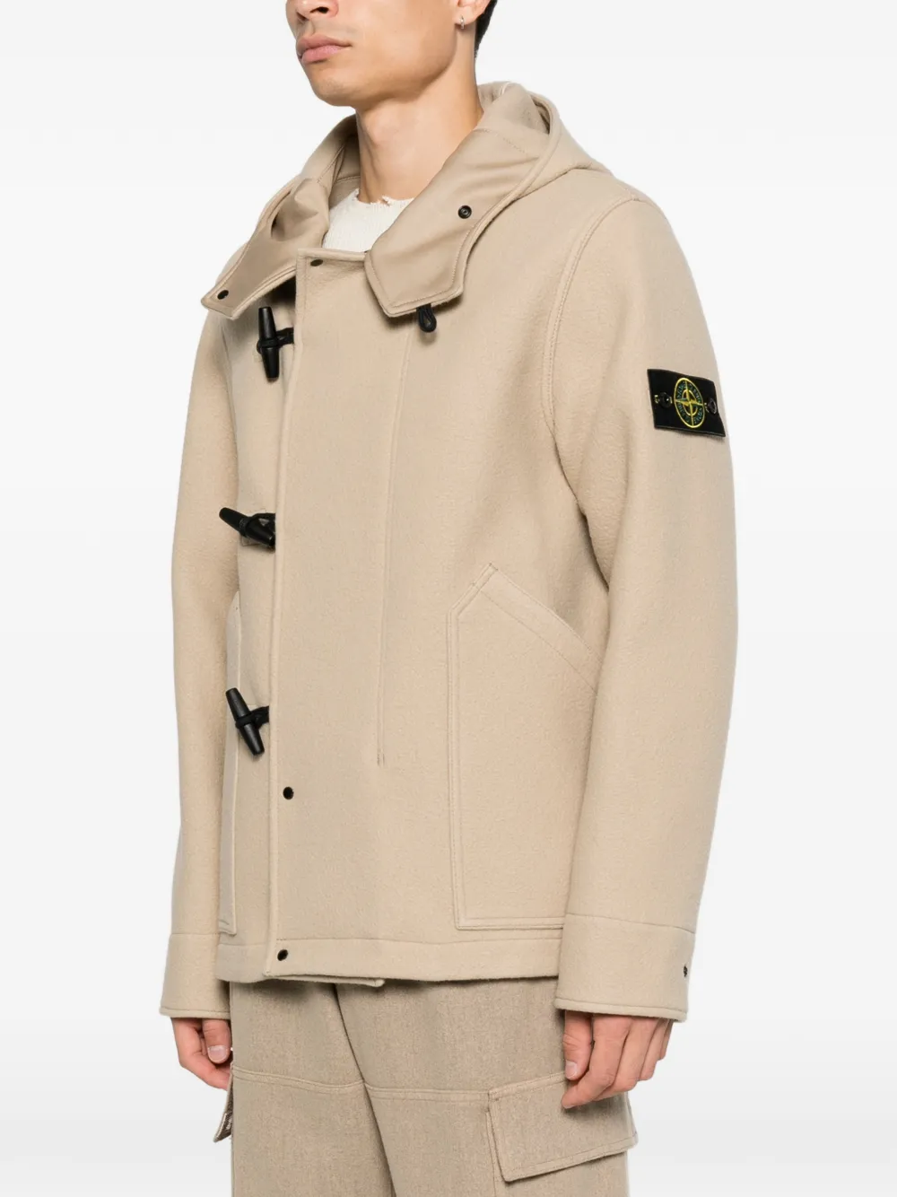 Stone Island Jack met capuchon en houtje-touwtje sluiting Beige