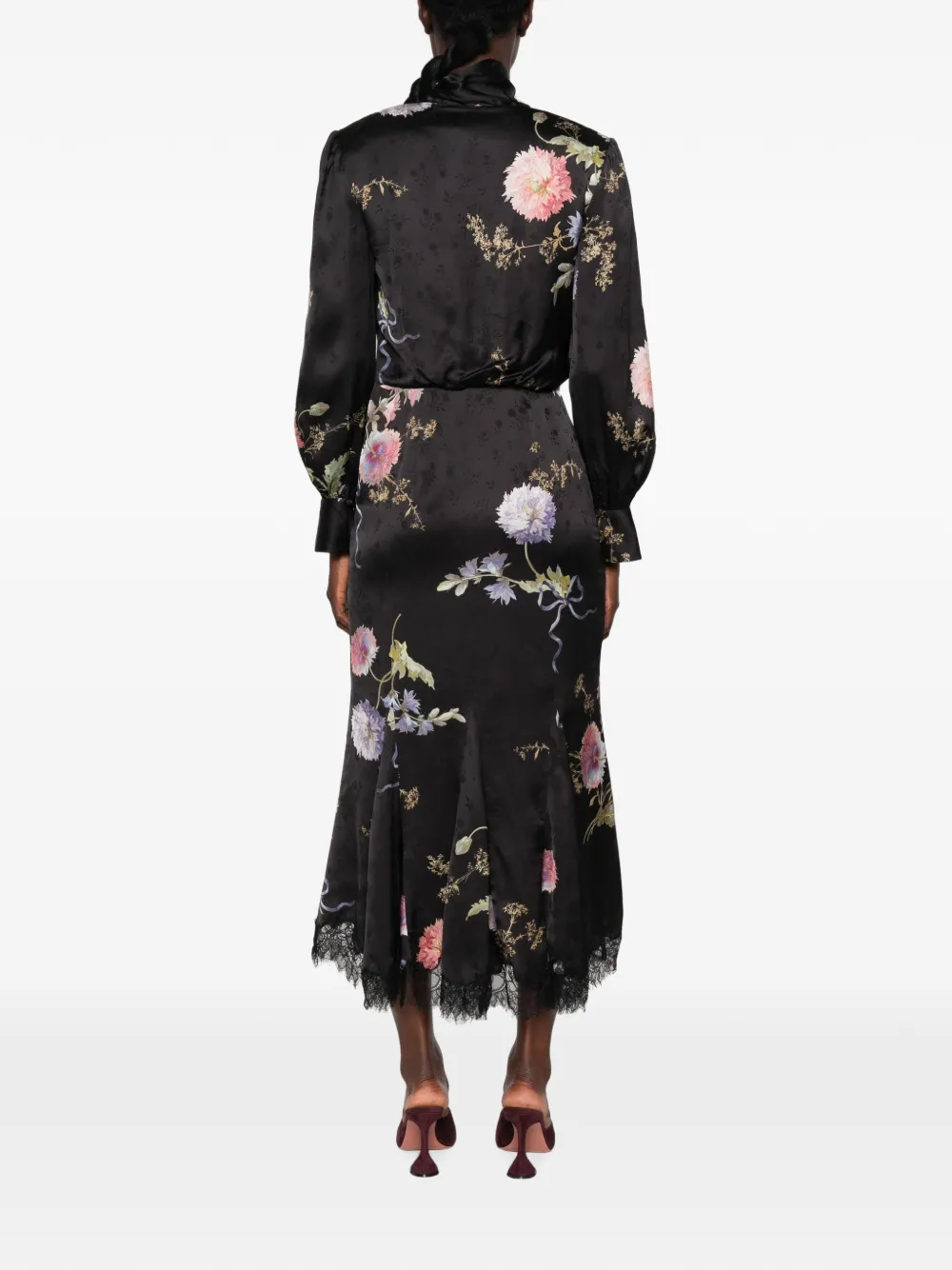 Self-Portrait Jurk met bloemenprint Zwart