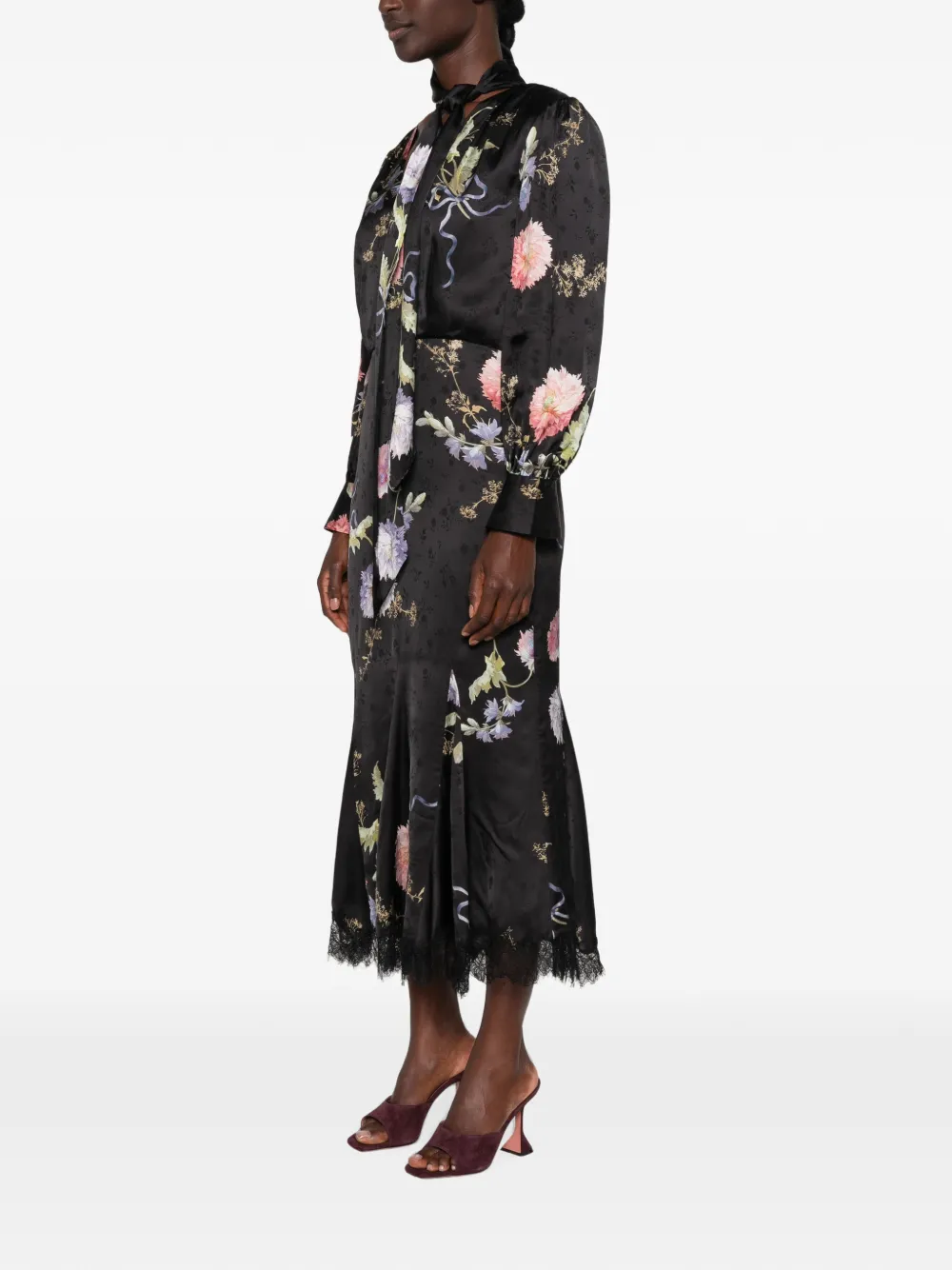 Self-Portrait Jurk met bloemenprint Zwart