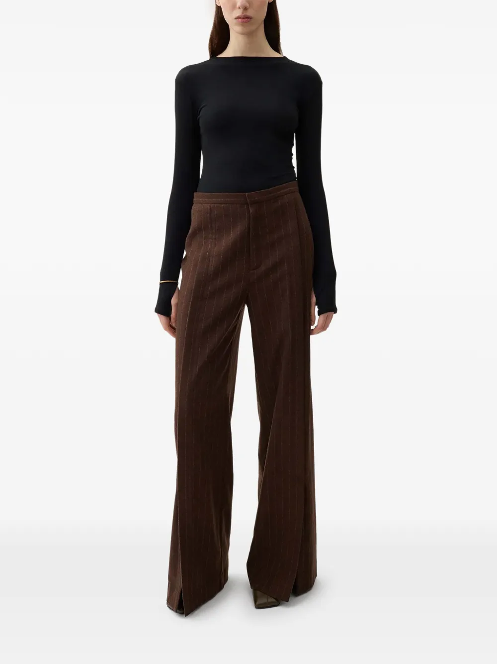 Rodebjer Rubin broek met krijtstreep Bruin