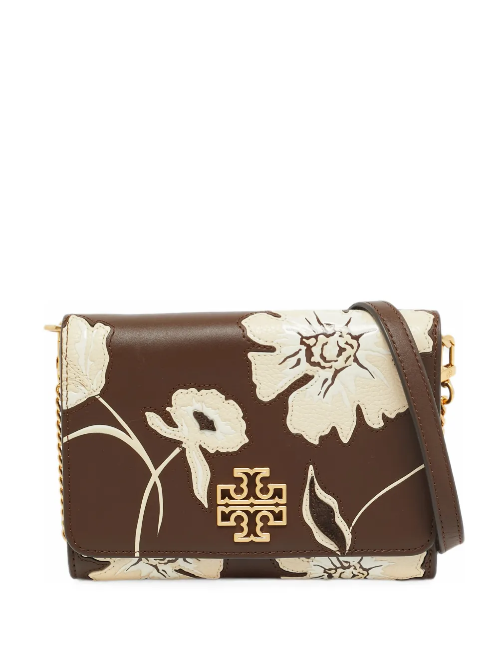 Tory Burch Britten floral-pattern clutch bag - Marrone