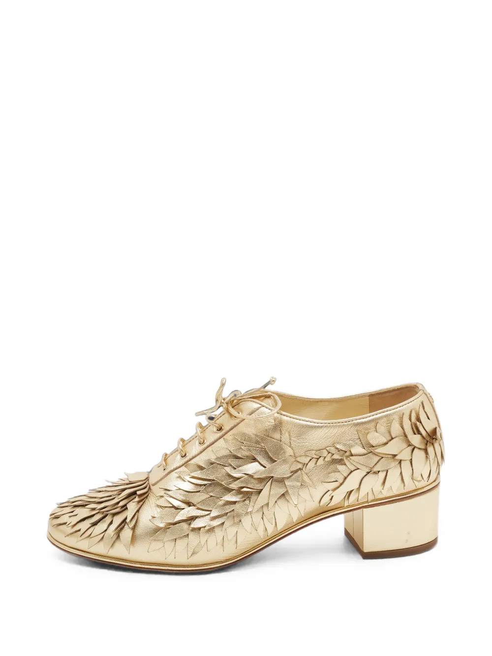 CHANEL Pre-Owned richelieus CC à appliqué plume - Or