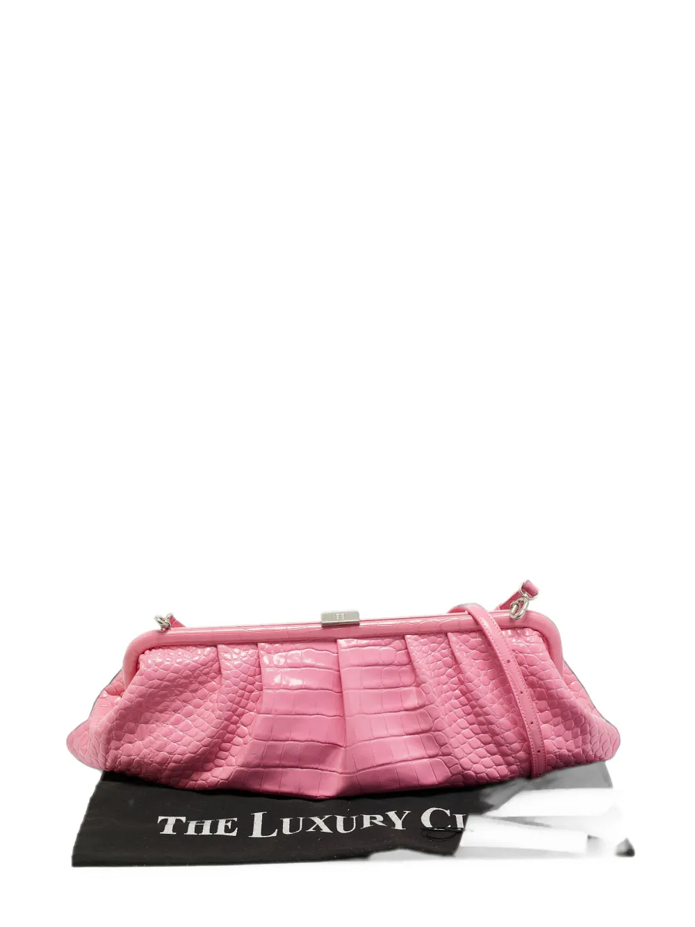 Balenciaga Pre-Owned XL Cloud croc-embossed clutch bag - Rosa