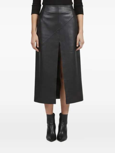 Dodo Bar Or slit-detail leather midi skirt