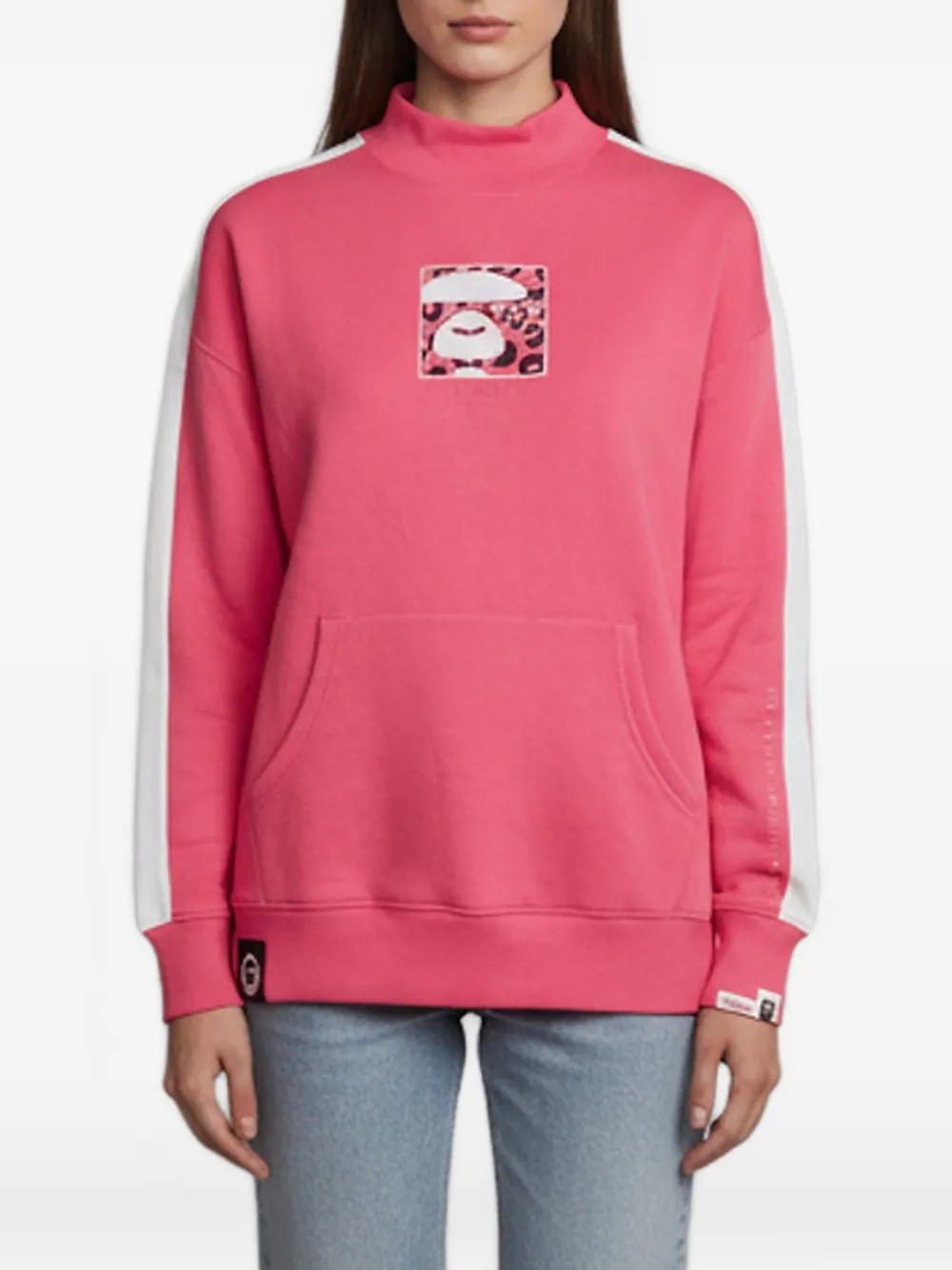 Pre-owned A Bathing Ape Moonface Side-stripe Sweatshirt In Pink