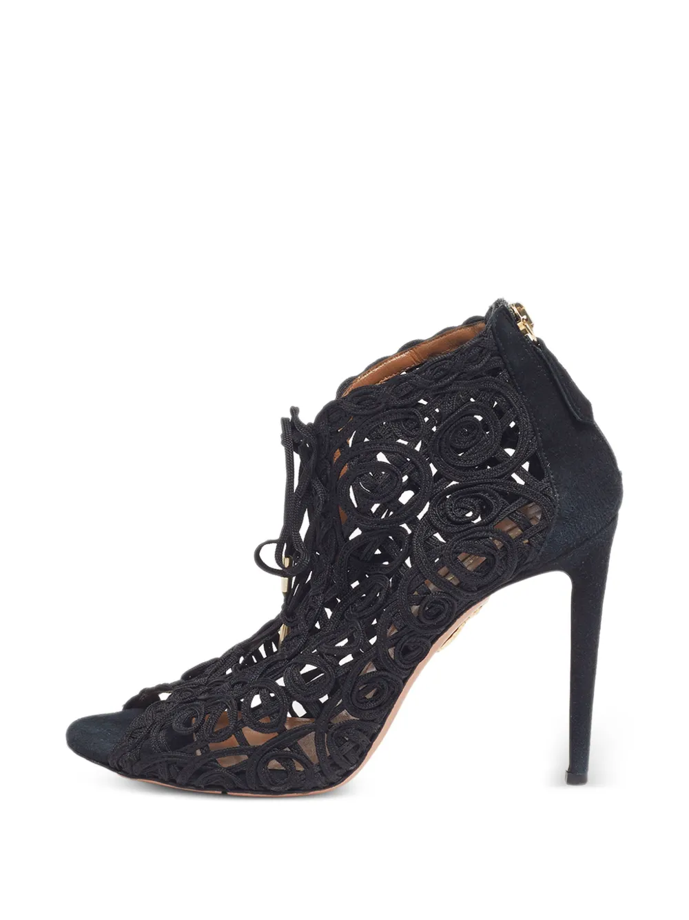 Aquazzura lace peep-toe heeled pumps - Nero