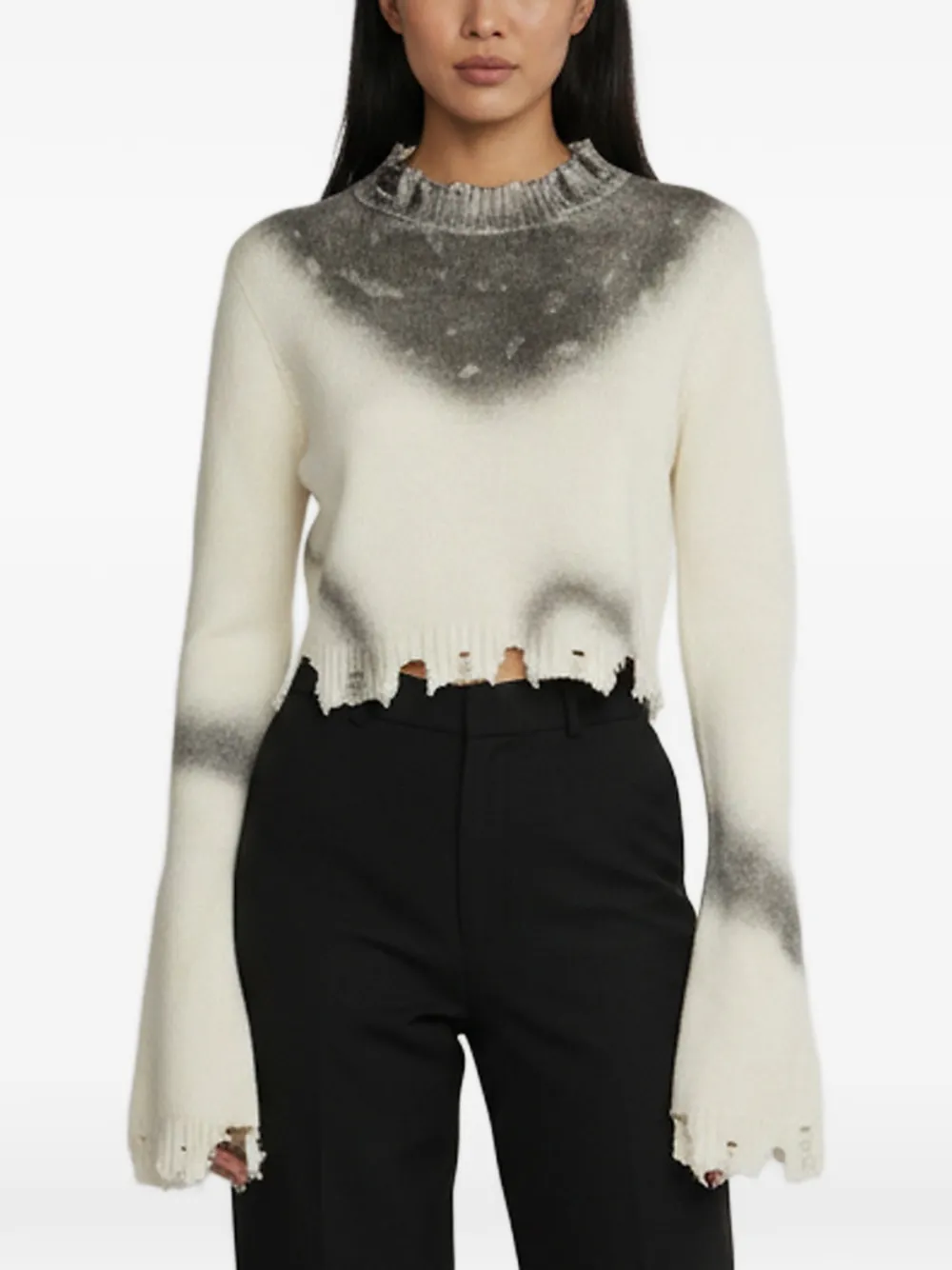 The Attico distressed-details sweater - Nude