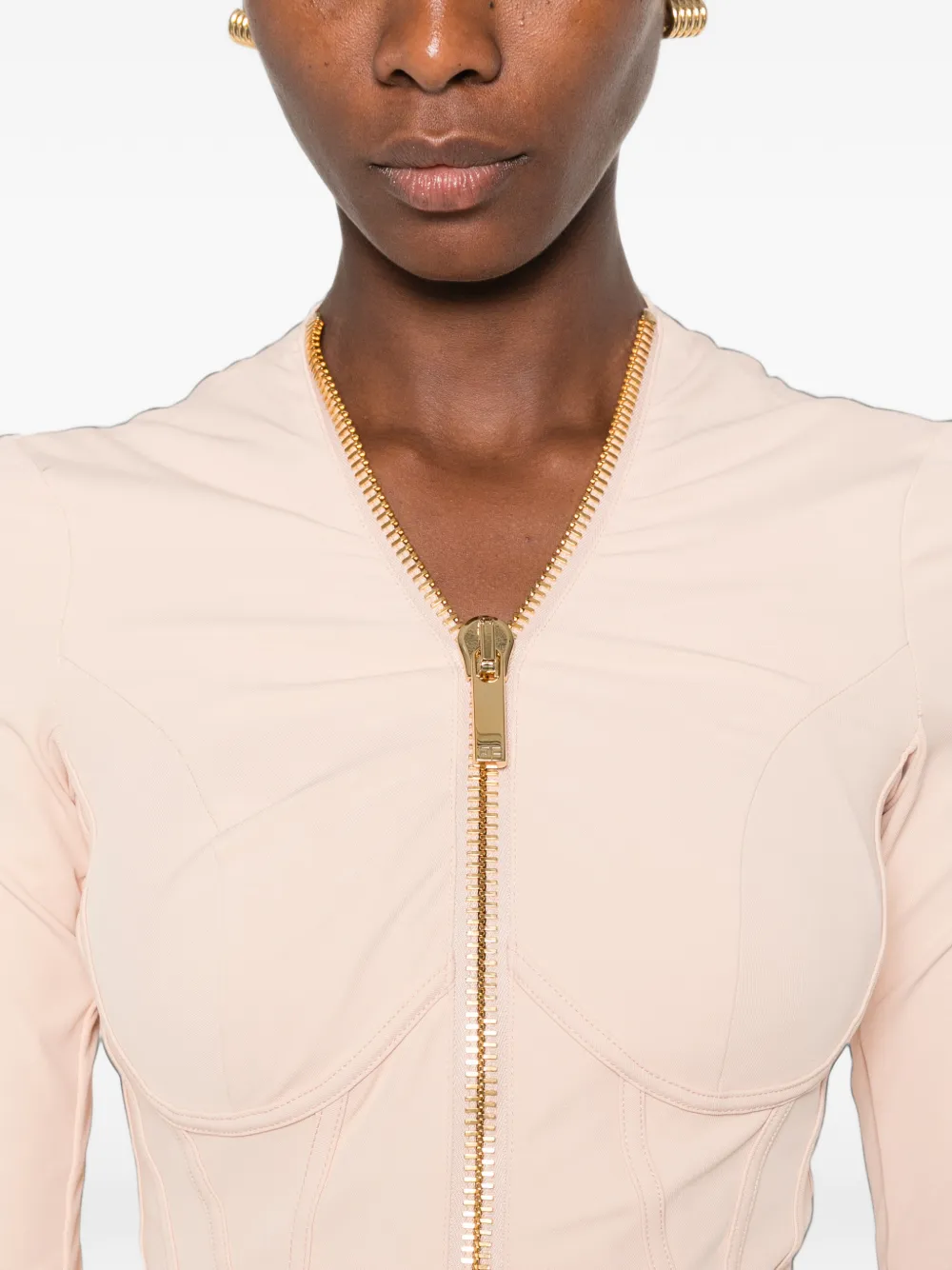 Elisabetta Franchi corset-style zip-up jacket Roze