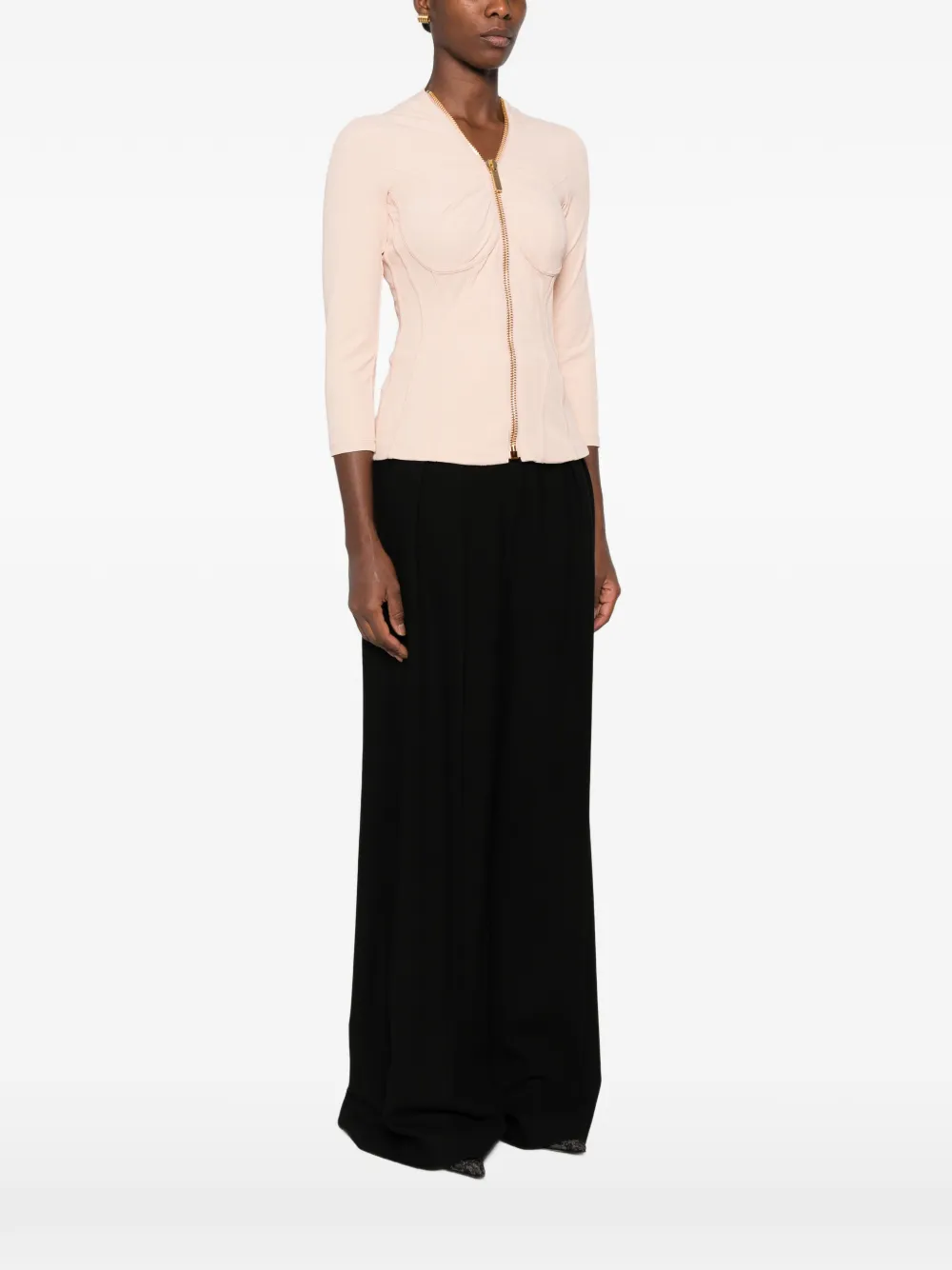 Elisabetta Franchi corset-style zip-up jacket Roze
