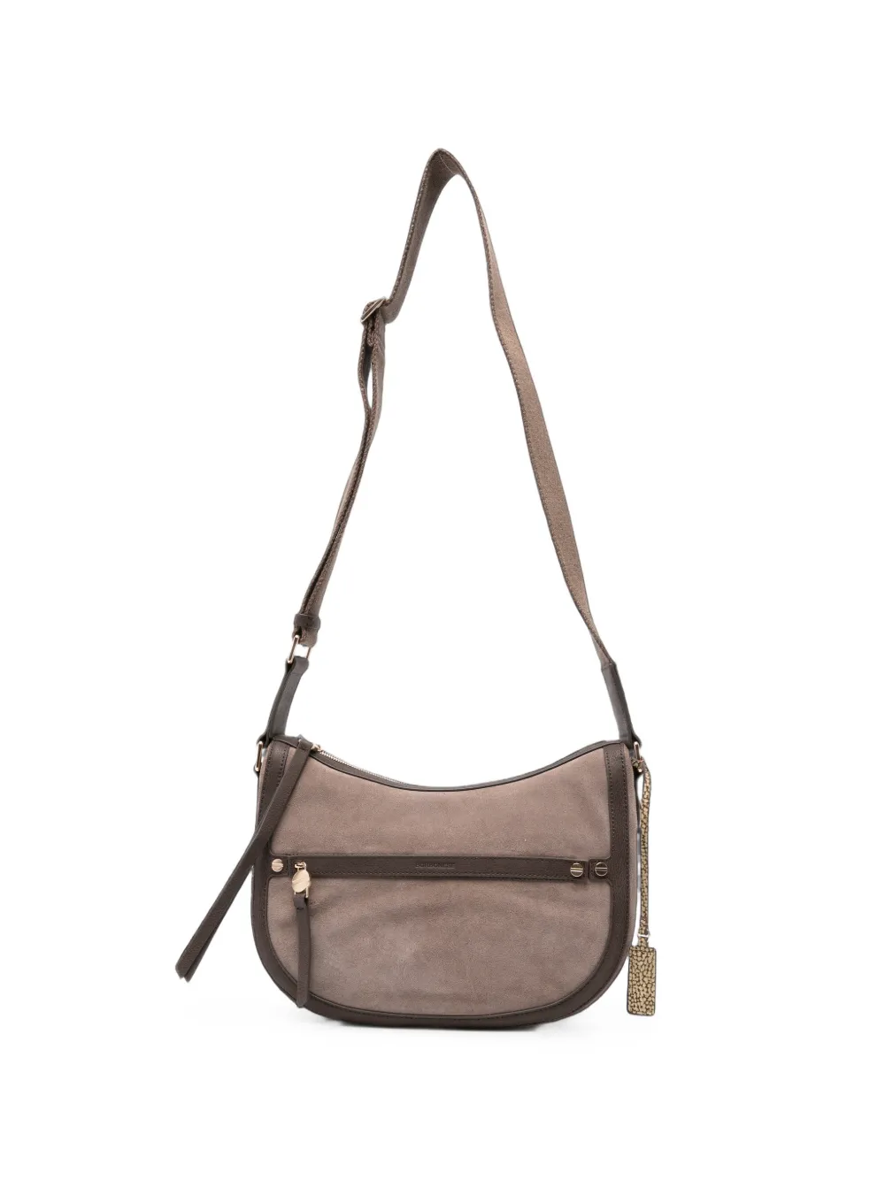 Borbonese Suede Panelled Shoulder Bag In Pink