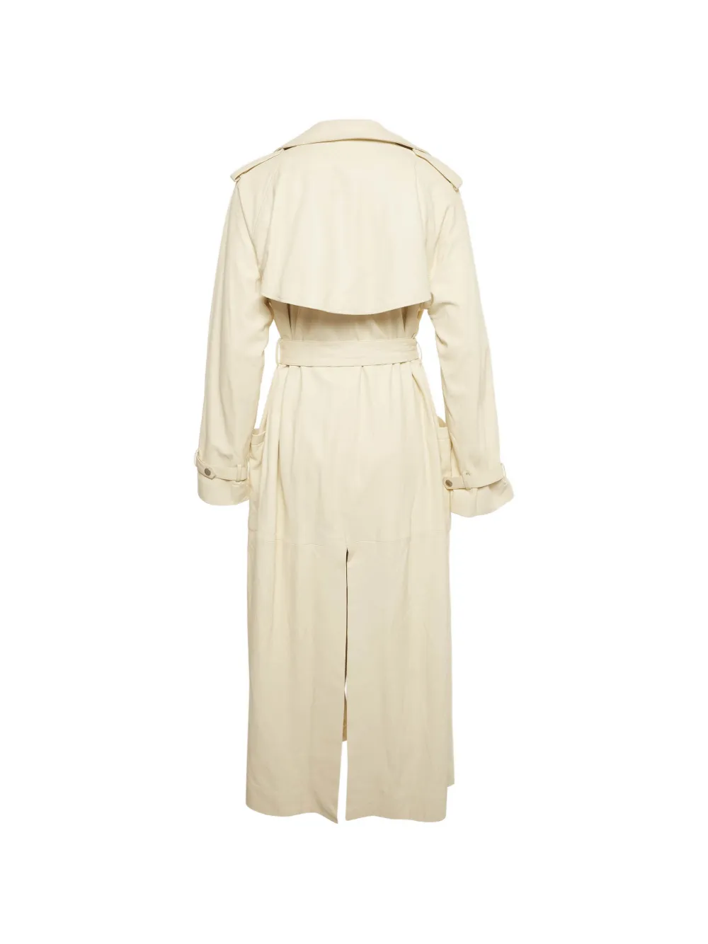 Pre-owned Zeynep Arcay Leather Trench Coat In Neutrals