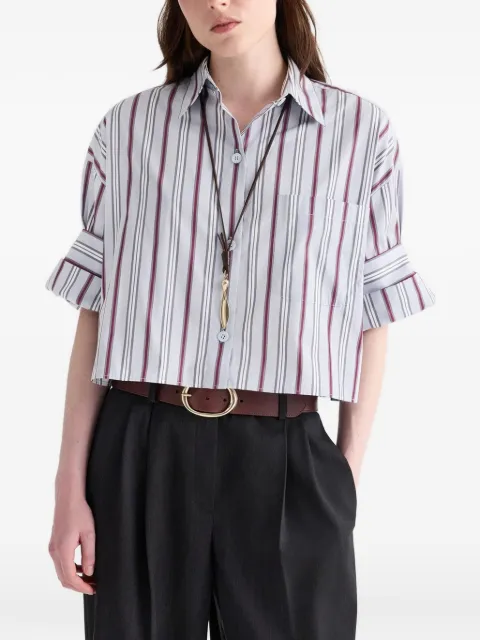 TWP Next Ex striped cropped shirt