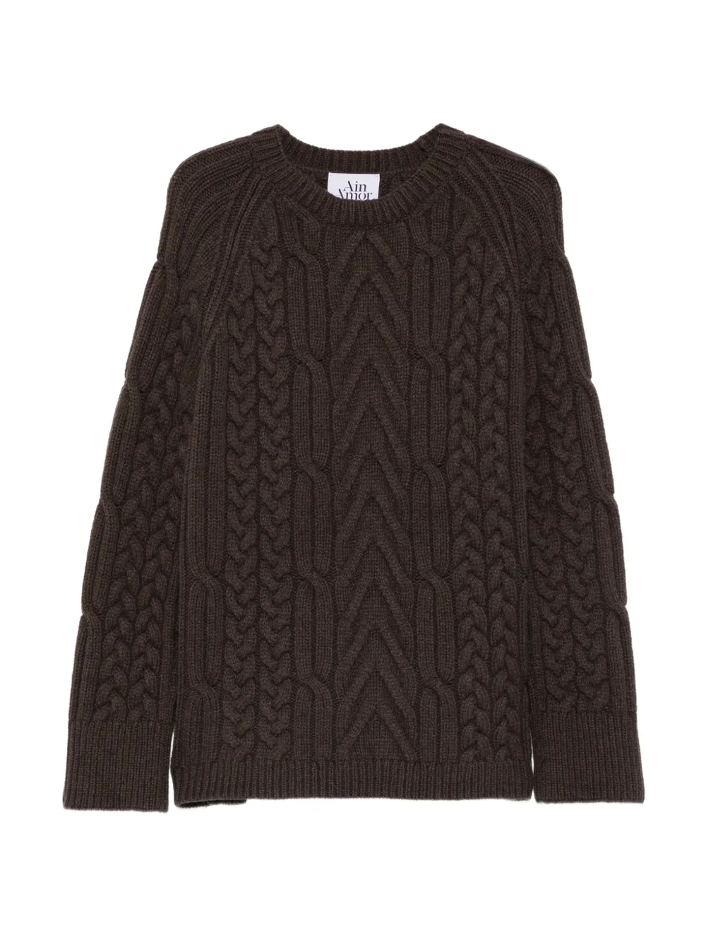 AIN AMOR cable-knit raglan-sleeve sweater