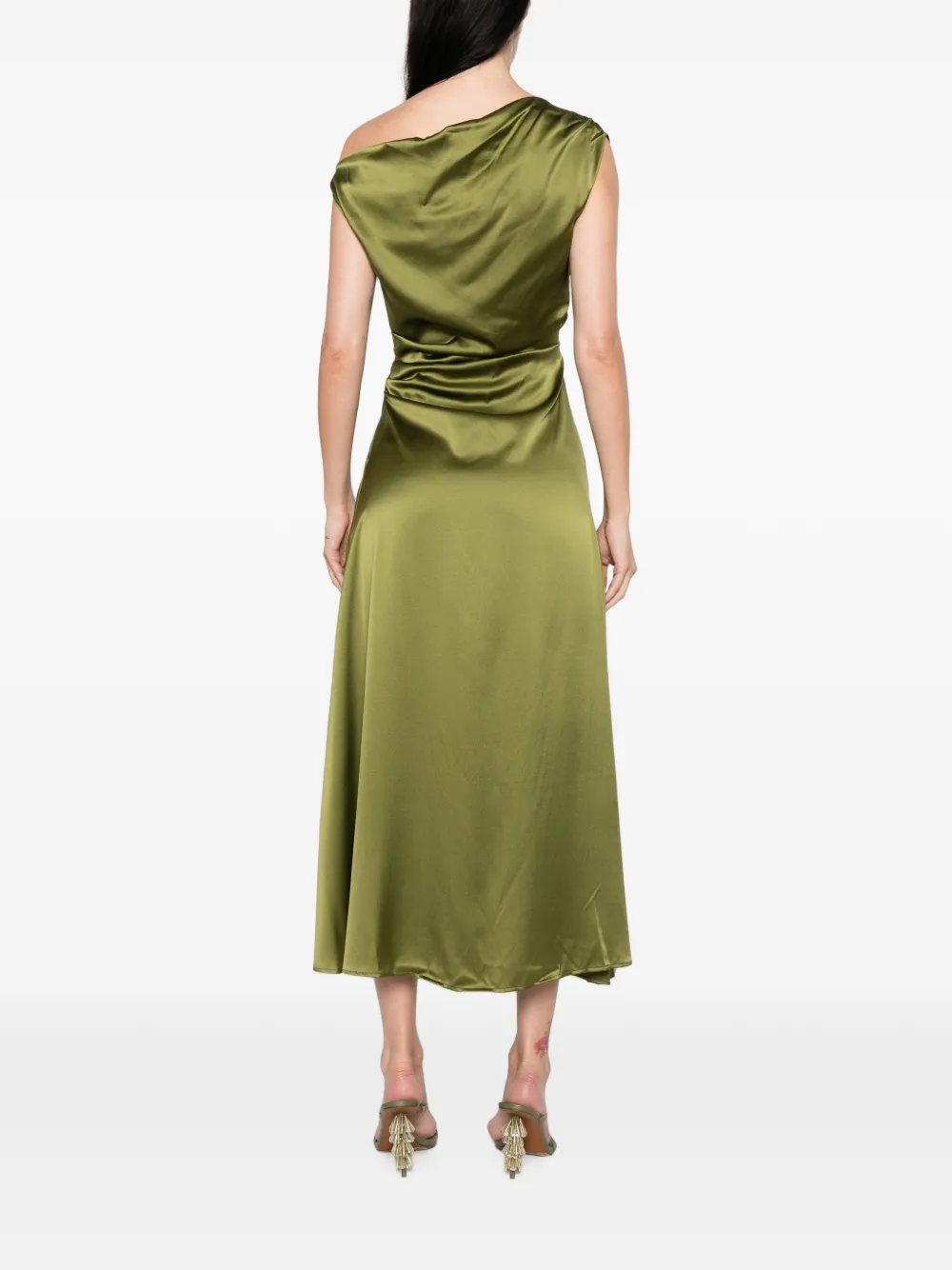 STAUD Phare off-shoulder gedrapeerde jurk Groen