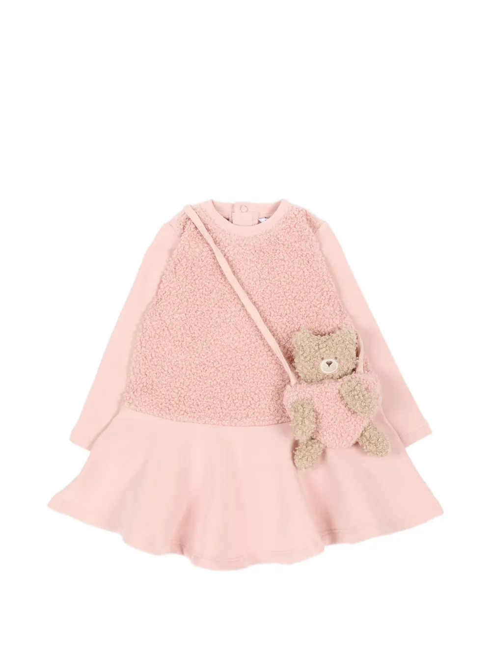 Mayoral robe à manches longues effet peau lainée et motif ourson - Rose