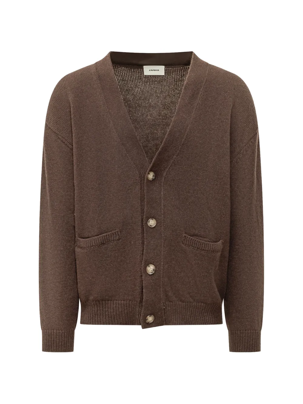 A Paper Kid V-neck knitted cardigan - Marrone