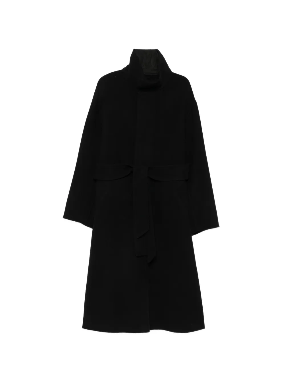 AIN AMOR belted high-neck coat