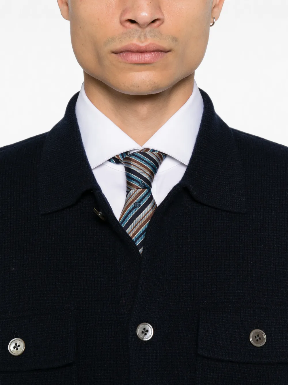 Profuomo button-up knitted jacket Blauw