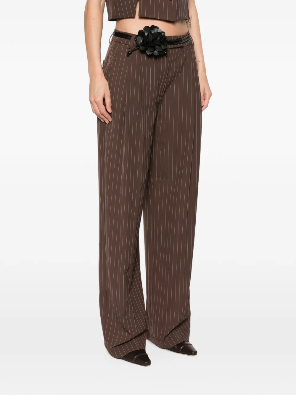 IMPERIAL Broek met krijtstreep Bruin