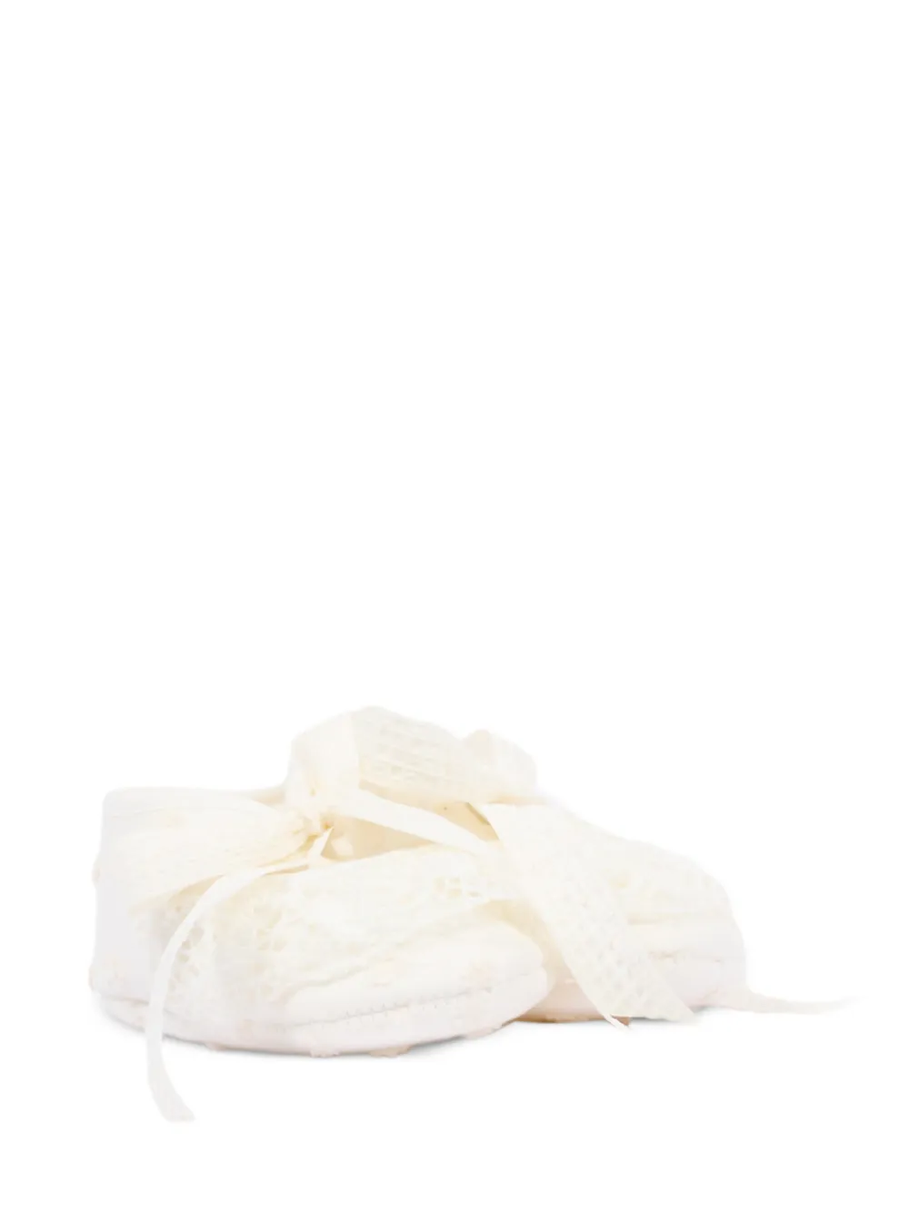 Paz Rodriguez Paz lace-overlay ribbon-tie ballet flats - Bianco