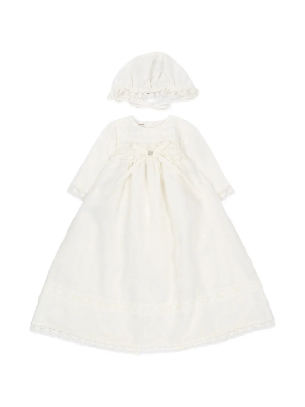 Paz Rodriguez ensemble robe Paz à manches longues bordée de dentelle - Blanc