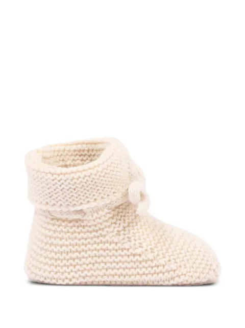 Paz Rodriguez Esencial chunky-knit tie-fastening crib shoes