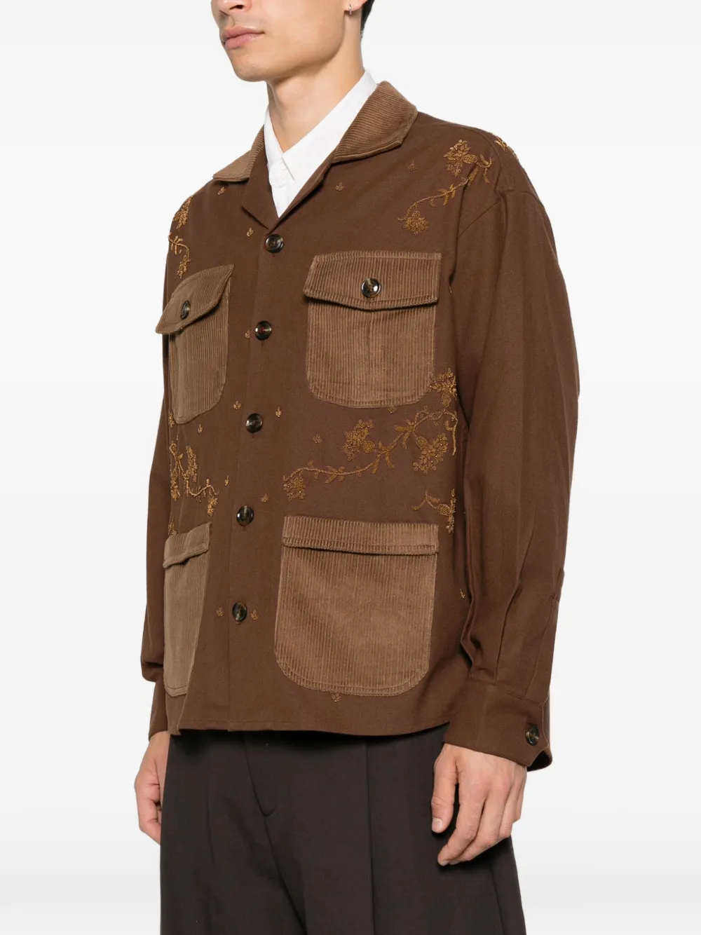 Baziszt Anakin shirtjack met borduurwerk Bruin
