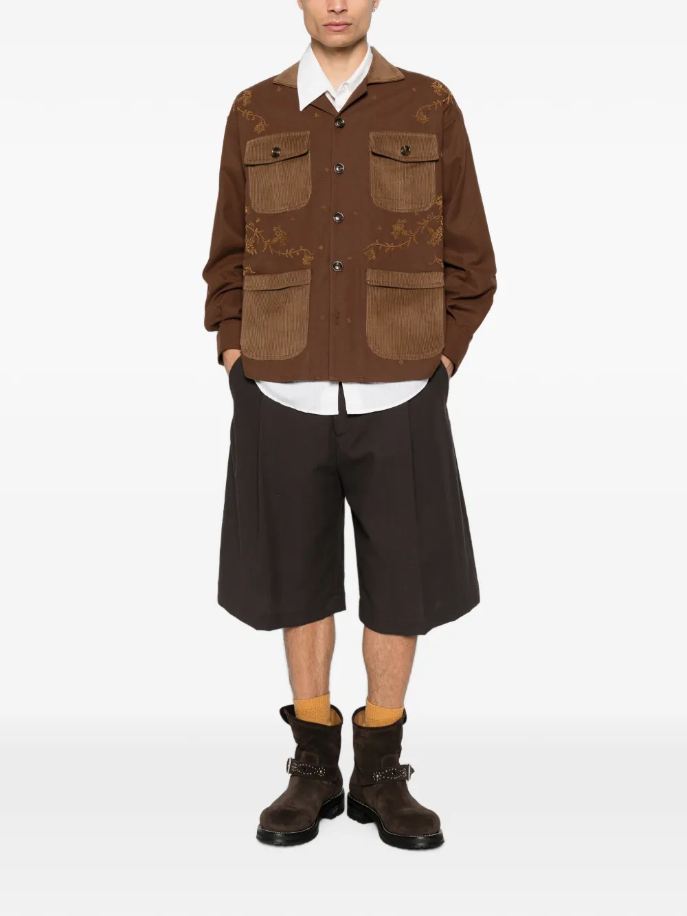 Baziszt Anakin shirtjack met borduurwerk Bruin