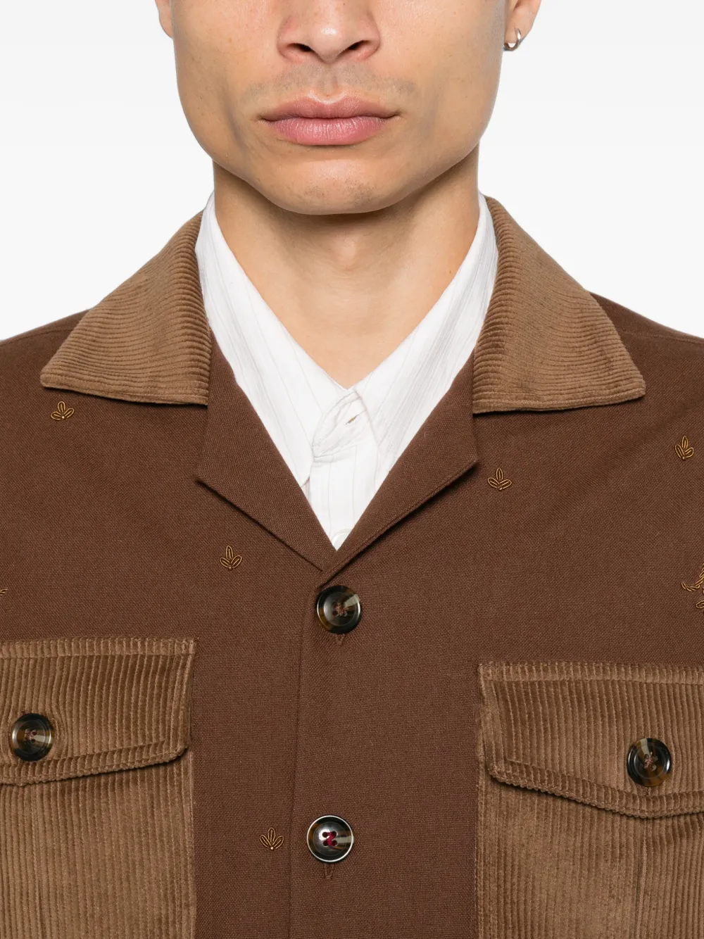 Baziszt Anakin shirtjack met borduurwerk Bruin