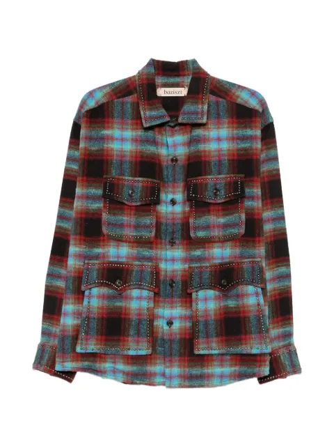 Baziszt Jedi stud-embellished checked shirt