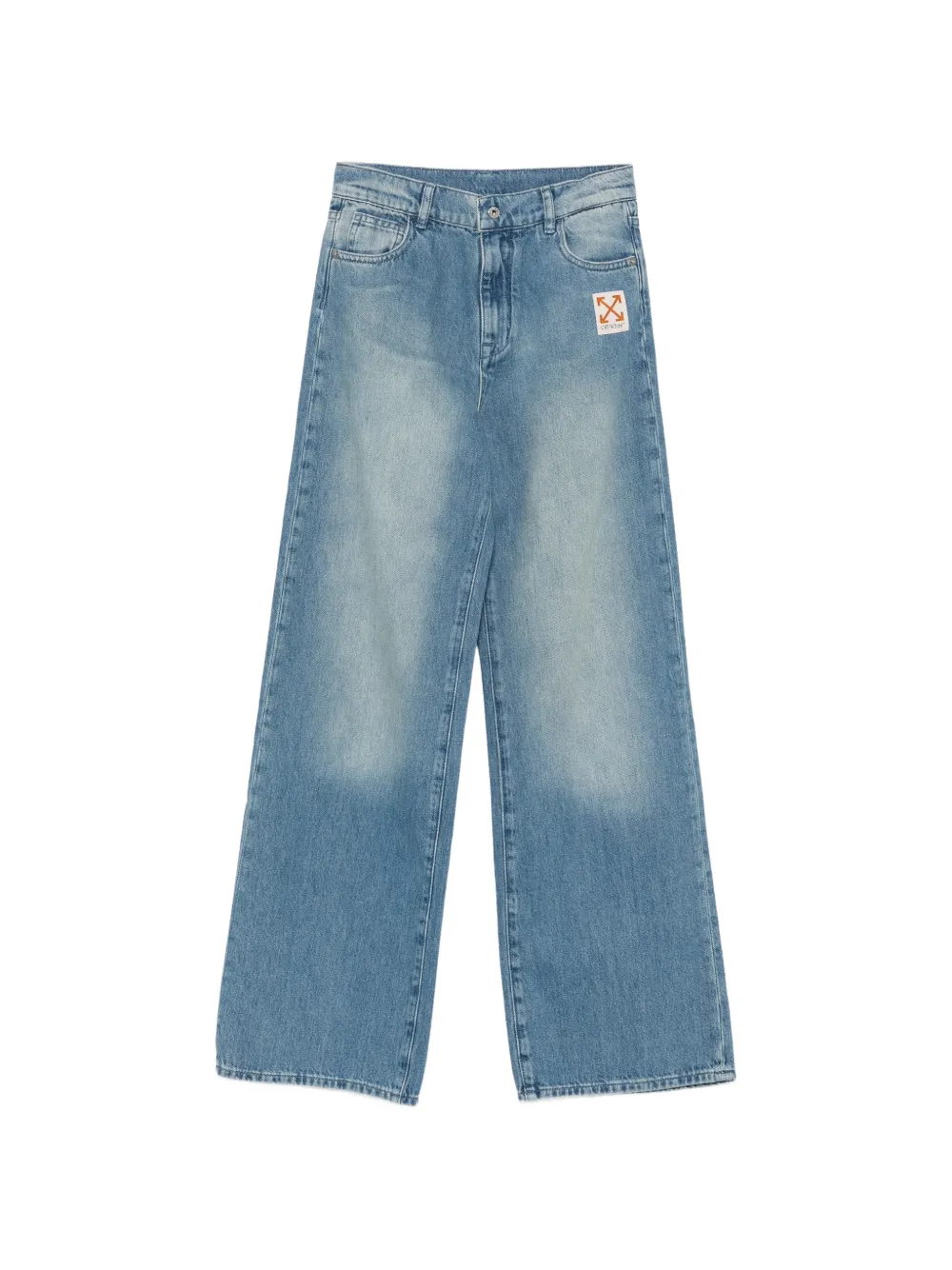 Off-White Kids Arrows-patch wide-leg jeans - Blu