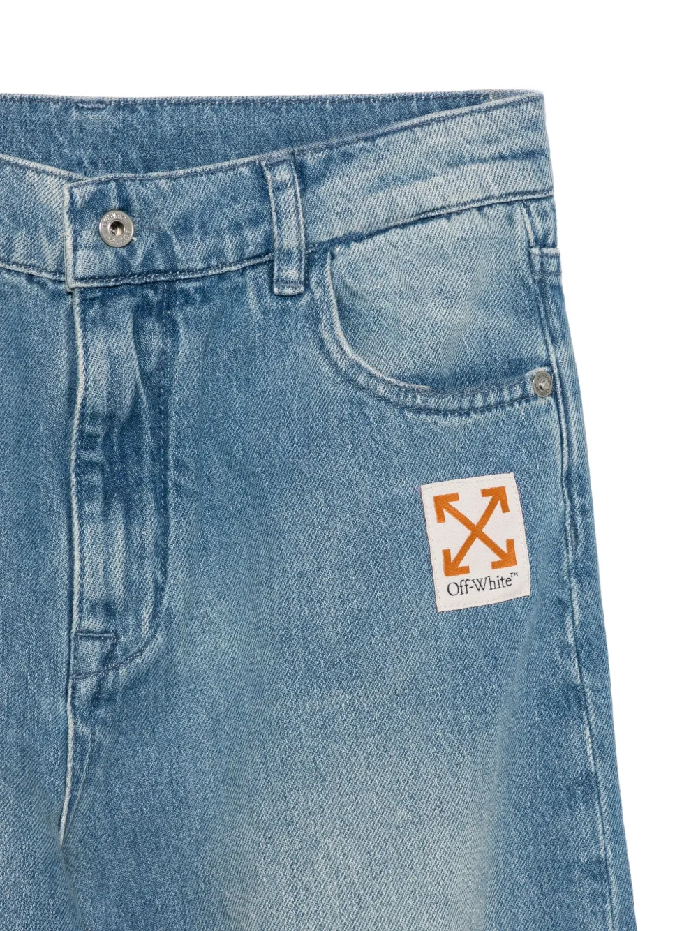 Off-White Kids Jeans verfraaid met stras en vervaagd effect Blauw