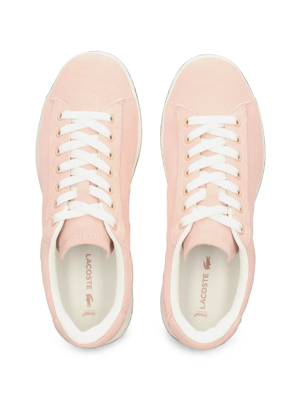 Lacoste logo-embroidered suede sneakers Roze