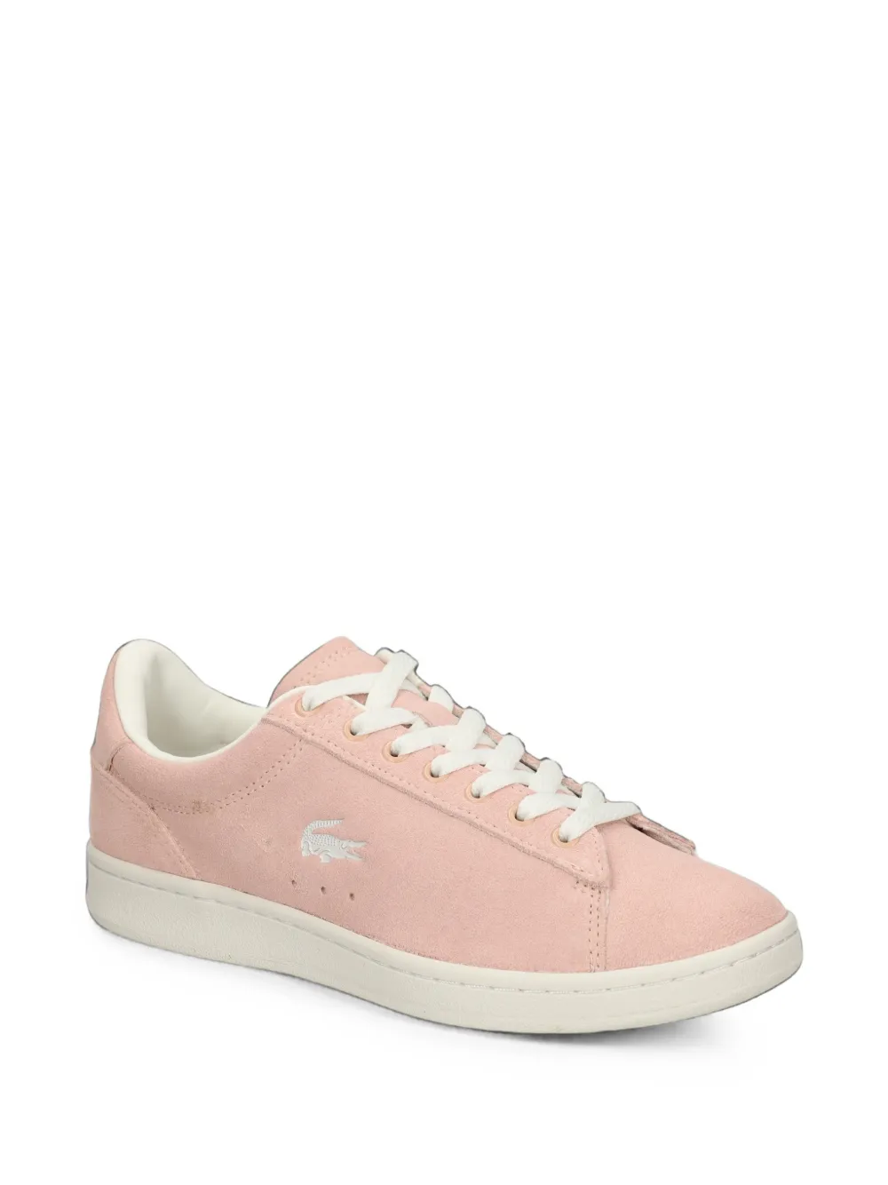Lacoste logo-embroidered suede sneakers Roze